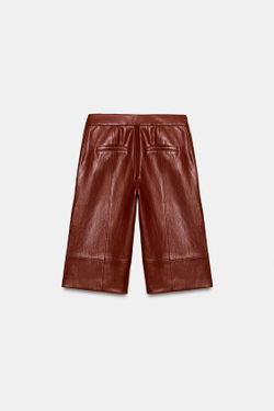 ZARA ДЛИННЫЕ ШОРТЫ ИЗ ИСКУССТВЕННОЙ КОЖИ, ЧЕРЕПИЧНЫЙ