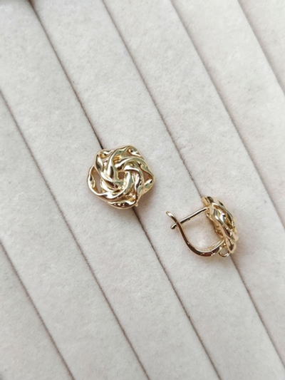 165275-з Швензы "Розы" с англ. замком 16*15мм, позолота, пара