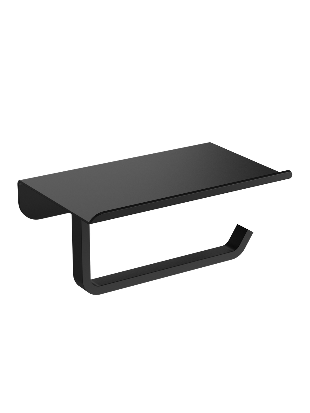 Держатель для туалетной бумаги STWORKI Киркенес S45345BK настенный, матовый черный, с полкой