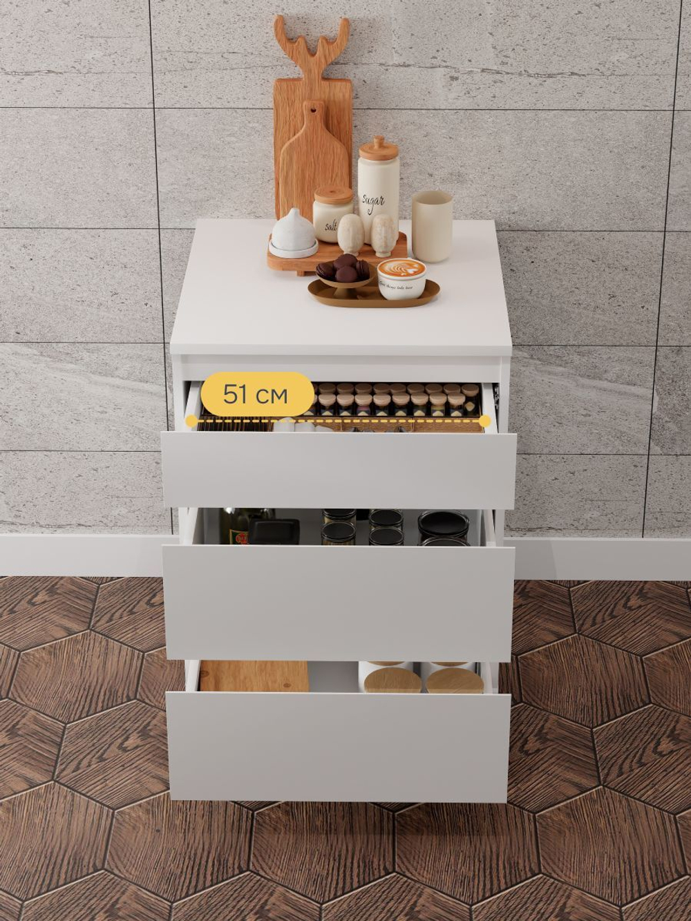 Кухонный модуль напольный 3 ящика со столешницей 60х60х85 см