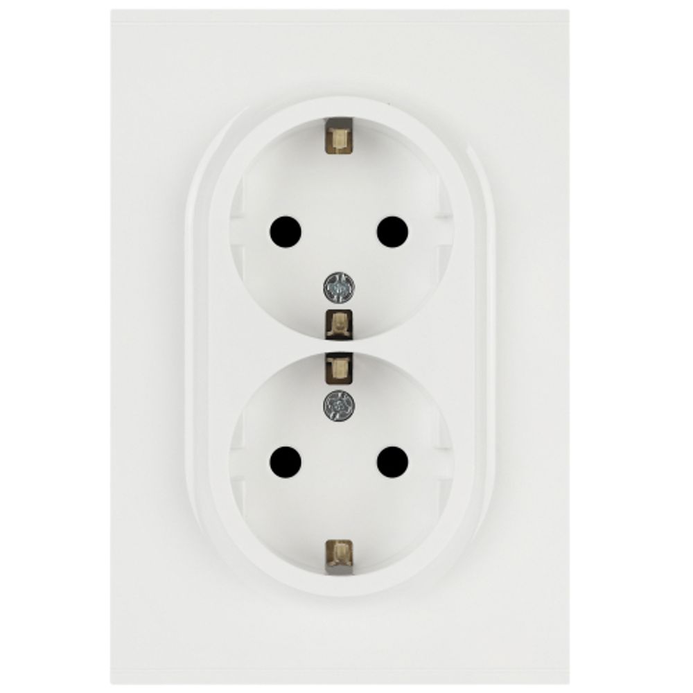 Розетка ЭРА Arktik 16-2105-01 двойная с заземлением 2X2P+E Schuko со шторками 16А-250В белый | Эра Arktik