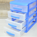 Комод 4-х секционный мини темно-голубой/прозрачный
