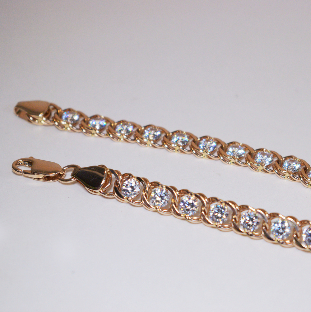 Браслет Арабский бисмарк с бесцветными фианитами