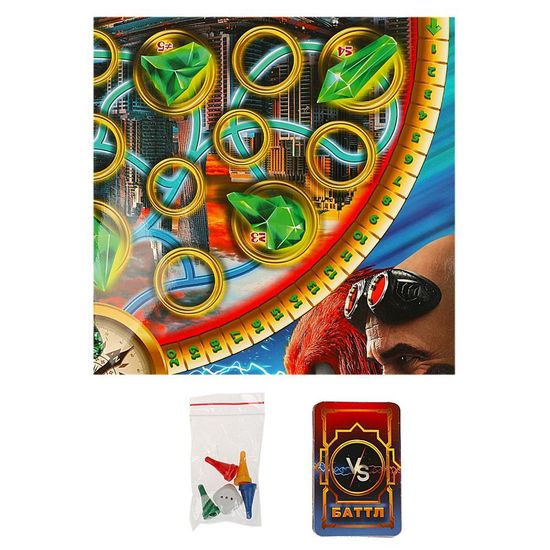 Настольная игра-ходилка квадрат. Супербитва. 40 карточек. 250х250х55 мм. Умные игры