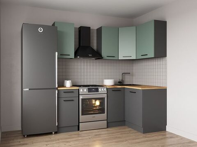 Кухонный гарнитур угловой Изумруд 2000х1200 столешница 26 мм (с отдельно стоящей плитой)