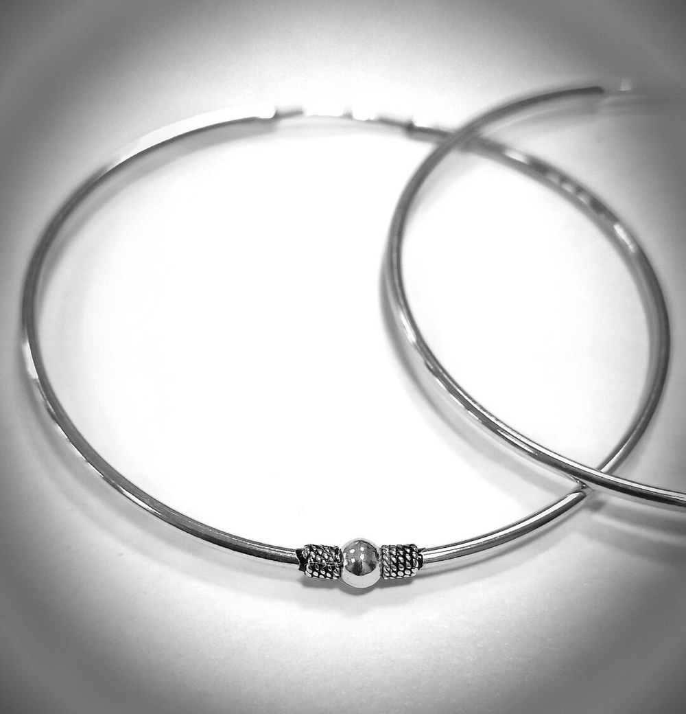 Серьги-конго "Эстерелла" 60мм, серебро 925, родированные, С-60060