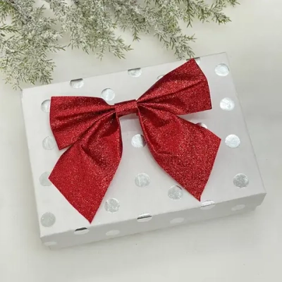 Бант на ёлку «Зимнее очарование» 15*15 cм (набор 2 шт), Красный