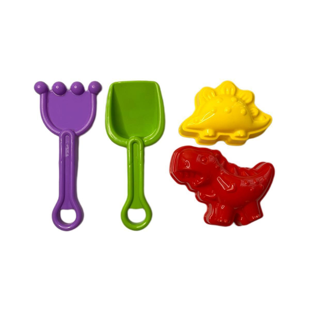 Песочный набор №46 совочек №4, грабли №4, 2 формочки динозавры (АлексТойз)