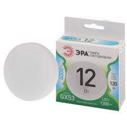 Лампочка светодиодная ЭРА LED GX-12W-840-GX53 GL GX53 12 Вт таблетка яркий белый свет | Лампы cветодиодные Плоские (GX)