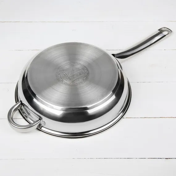 Набор Доляна «Классика», 8 предметов: ковш 1,5 л, 2 кастрюли 2/3 л, сковорода d=24 см, 4 крышки, стенки 0,3 мм, дно 5 мм