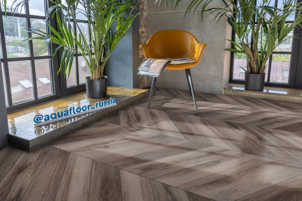 Кварц-виниловая плитка Aquafloor Parquet Chevron GlueAF2554PGCh