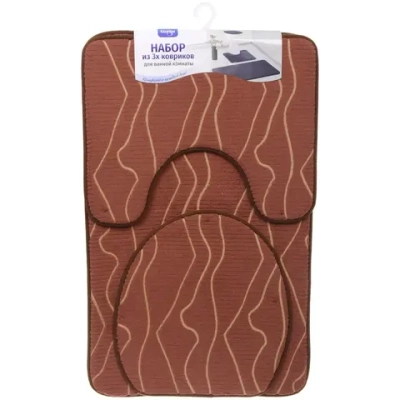 Набор для ванной и туалета 3 пр. «Flo» ( 2 коврика 50*80+50*40, 1 чехол на крышку унитаза)коричн