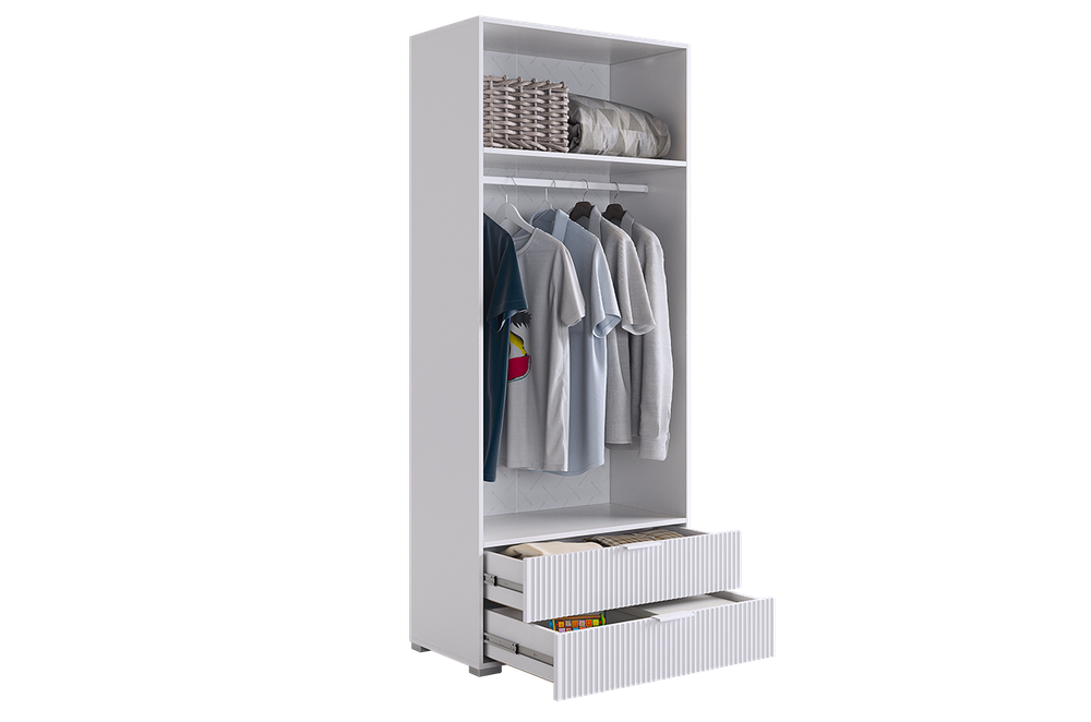 Шкаф двухдверный "Зефир" 108.01,(Белое дерево/Белый (эмаль), 800*422*1900