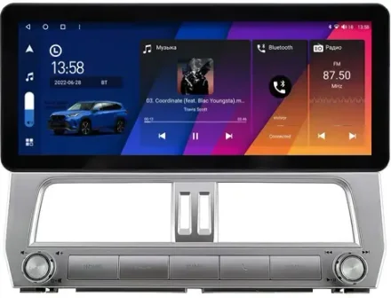 Магнитола Toyota Land Cruiser Prado 150 2017-2019 (без штатного 360) - Canbox H-Line 0073 монитор 12.3" QLED в стиле Audi на Android 10, ТОП-процессор, CarPlay, 4G SIM-слот