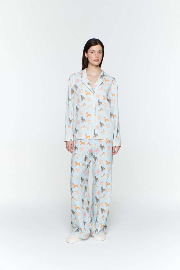 Брюки из вискозы с собаками