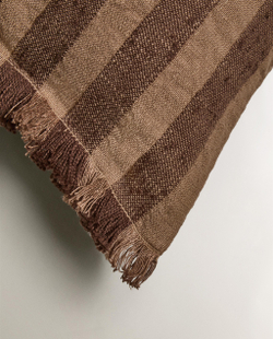 Zara Home наволочка декоративная из хлопка, коричневый, в полоску, 40x60 см