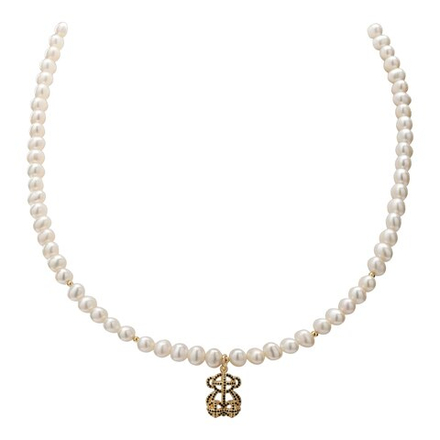 Чокер из натурального Жемчуга с подвеской Мишка, gold