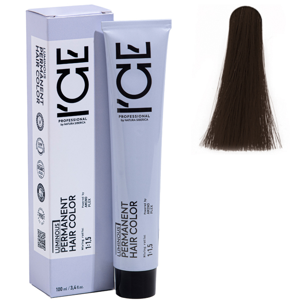 6.1 крем-краска ICE Permanent темный блонд пепельный - 100 мл.