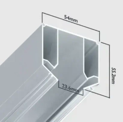 Трековая система освещения для натяжных потолков MAGNETIC S15 48V Чёрный шинопровод алюминиевый четырех-контактный низковольтный 4TRA 54x55x1500mm IP20 1,5 м / торцевые заглушки в комплекте
