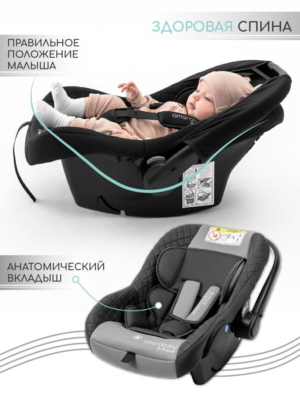 Автокресло детское AMAROBABY Baby comfort, группа 0+