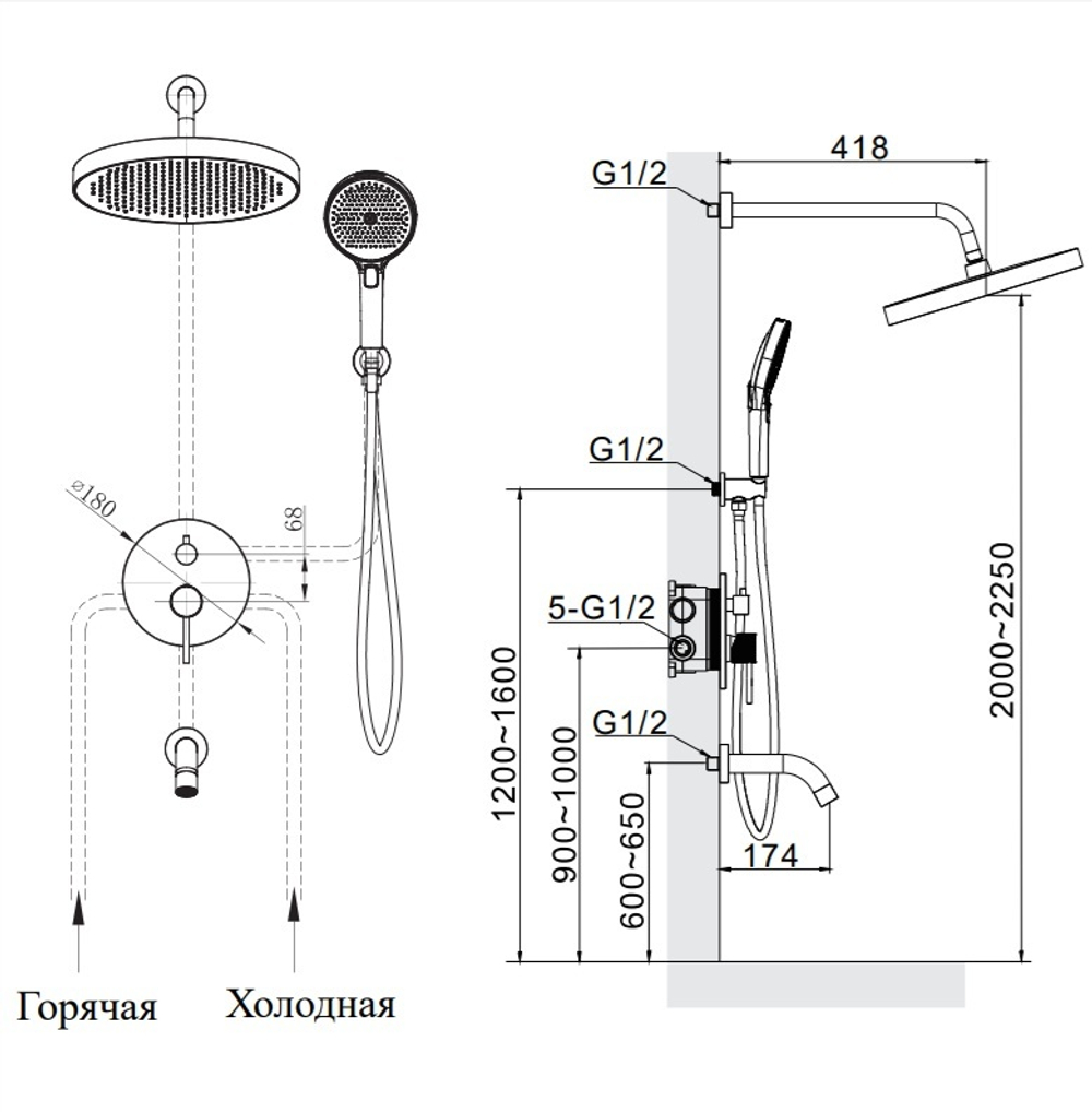 Душевая система AltroBagno Bilancia 040502 GM