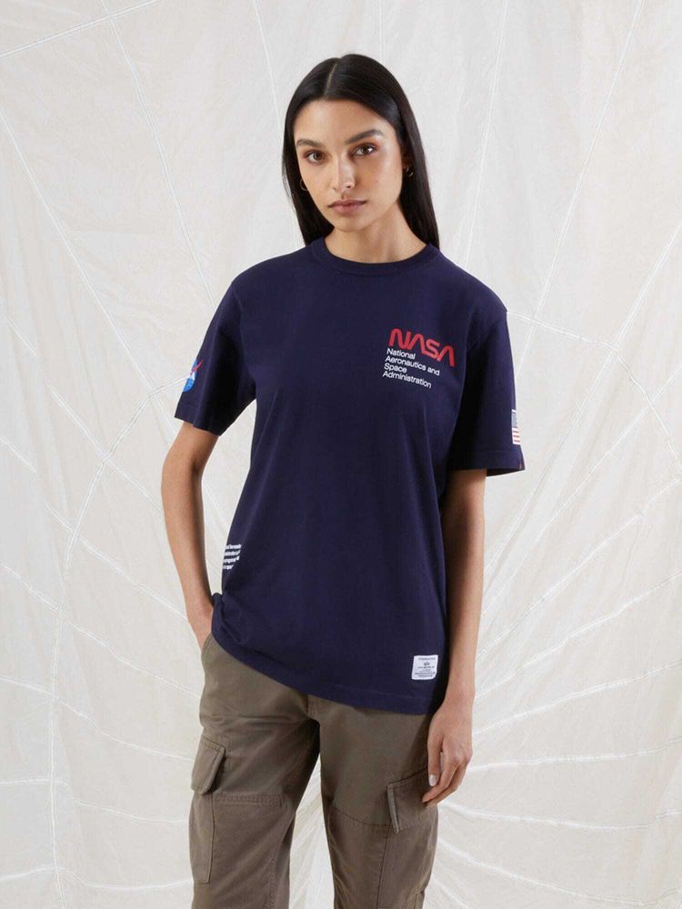 Футболка Alpha Industries Nasa Worm Logo Tee Rep. Blue