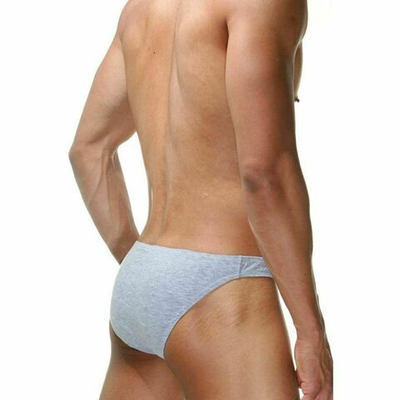 Серые меланжевые трусы-слипы с узким бочком (Размер: XL) (Цвет: серый)