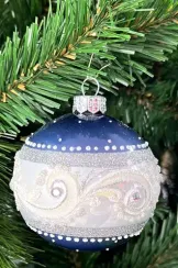 Стеклянный шар Метель, 1 шт., бело-синий, Irena CO (91717)