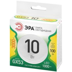 Лампа светодиодная ЭРА GREEN LINE LED GX-10W-830-GX53 GL 10Вт таблетка теплый свет GX53 | Лампы cветодиодные Плоские (GX)