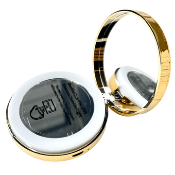 Зеркало косметическое карманное складное с подсветкой и увеличением XJ-21 Черный цвет