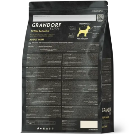 Grandorf Fresh, Fresh Salmon & Adult Mini для собак мелких пород (Свежее филе лосося с бататом)