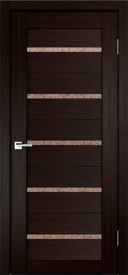 Межкомнатная дверь X-3 / Цвет тон Венге / Остекление "Гранит бронза" / Двери Верда