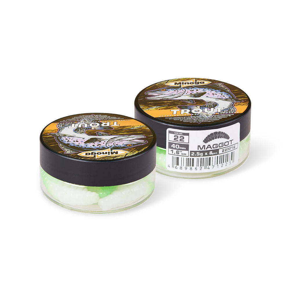 Форелевая приманка "Minoga" MAGGOT 1,6"(8шт) 40мм, 2,5гр, цвет 22