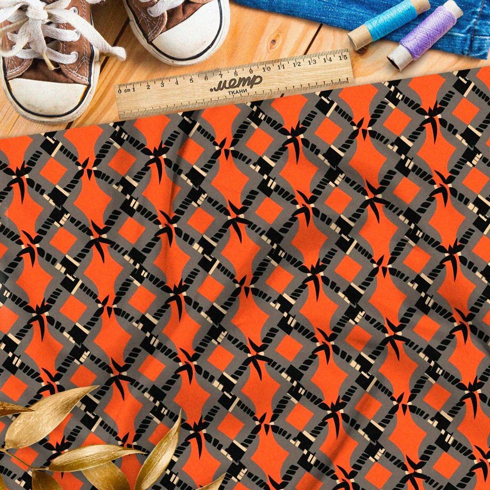 Ткань премиум шелк искусственный Армани коралловый рассвет