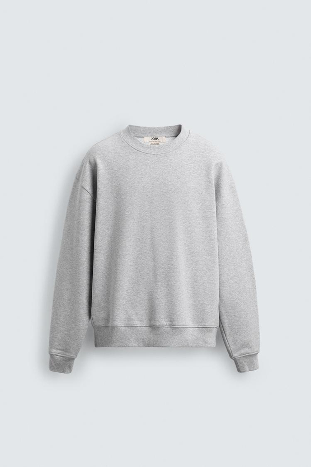 ZARA ТОЛСТОВКА КЛАССИЧЕСКОГО КРОЯ С КРУГЛЫМ ВЫРЕЗОМ, СЕРЫЙ МЕЛАНЖ