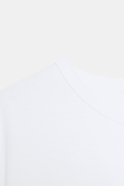 ZARA ФУТБОЛКА В СТИЛЕ РУСТИК С РУКАВАМИ ТРИ ЧЕТВЕРТИ, БЕЛЫЙ