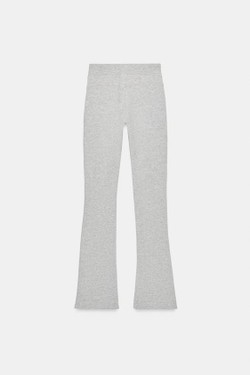 ZARA РАСКЛЕШЕННЫЕ БРЮКИ С ЭФФЕКТОМ ПОТЕРТОСТИ, СЕРЫЙ МЕЛАНЖ