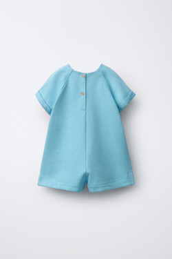 ZARA КОРОТКИЙ КОМБИНЕЗОН ИЗ ФУТЕРА, ГОЛУБОЙ