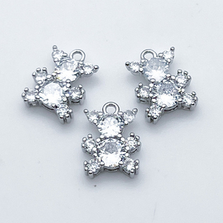 Подвеска Мишка, цвет серебро (родий), фианиты, размер 12*9 мм, цена за 1 шт