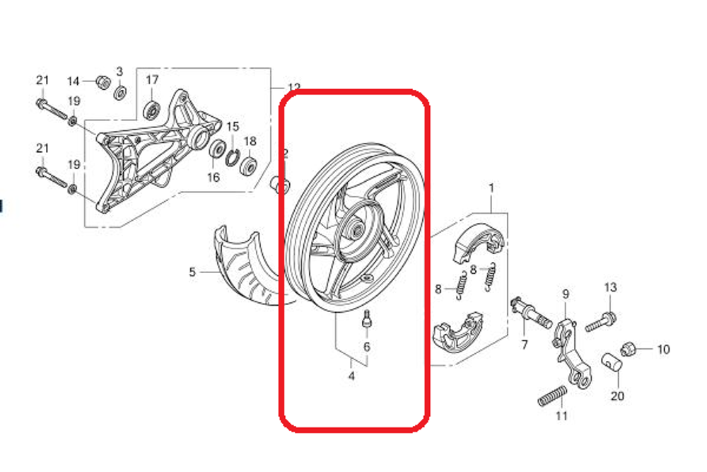 42650-K35-V00ZB. WHEEL SUB ASSY., RR. Gold Color. rear wheel Honda PCX.