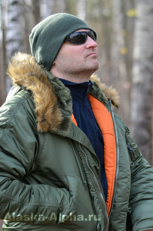 Куртка Аляска Alpha Slim Fit N-3B Parka (оливковая - s.green/orange)