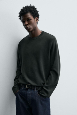 ZARA СВИТЕР ИЗ ЛЕГКОЙ ШЕРСТИ, ЗЕЛЕНЫЙ/СЕРЫЙ