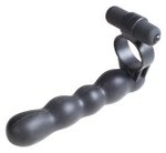 Эрекционное вибро-кольцо с гнущимся анальным стимулятором Posable Partner Double Penetrator (Цвет: черный)