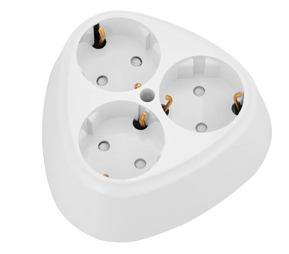 Розетка 3 местная Bylectrica ПРАЛЕСКА 16А с/з белая со шторками треугольная IP20