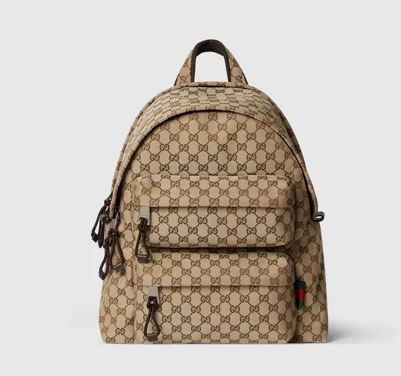 Рюкзак Gucci с логотипом бренда, коричнево-бежевый