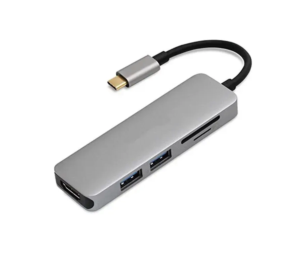 Адаптер Devia Leopard 2 Type-C на HDMI/USB 3.0/USB 2.0/PD 4 в 1 HUB (Grey) (329470)