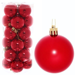 Новогодние шары 6 см (набор 24 шт) "Глянец", красный (Серпантин)