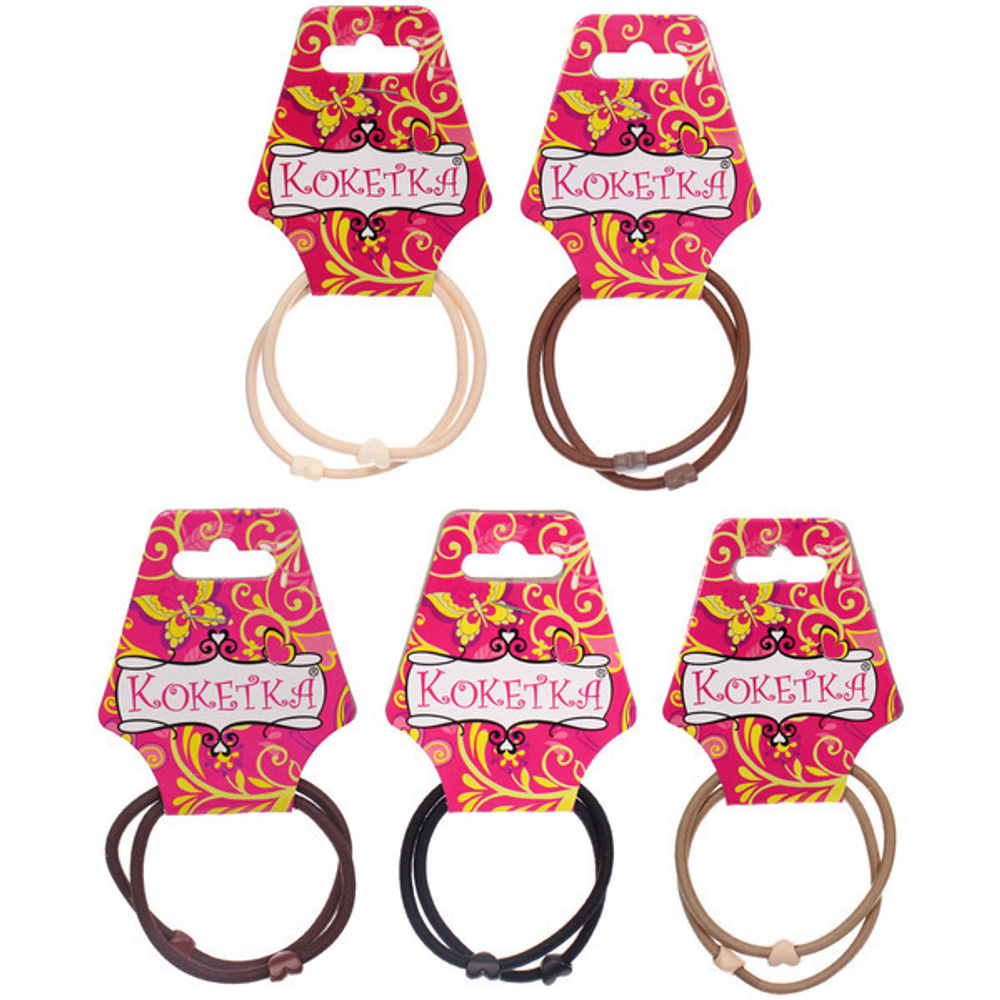 Резинки для волос 2шт «Грация», сердечки, микс 5 цветов, d-5,5см