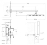 Встраиваемый смеситель для душа с тропическим и ручным душем URBAN CHIC K2115022