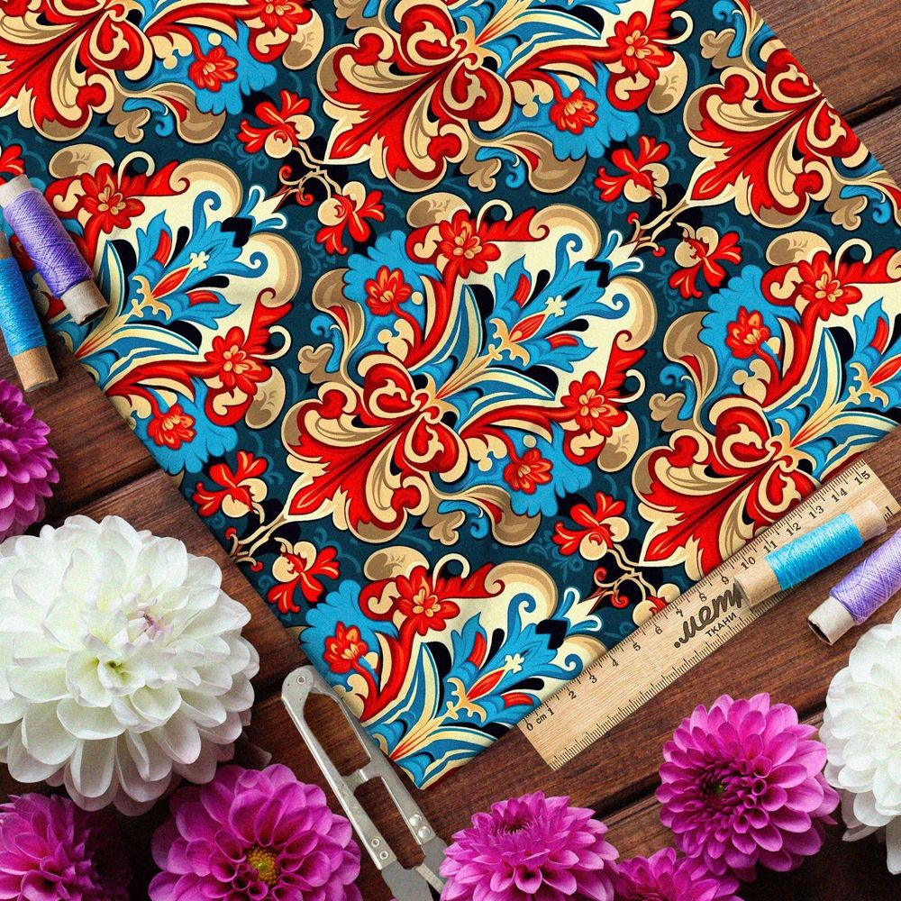 Ткань блэкаут  японский народный орнамент